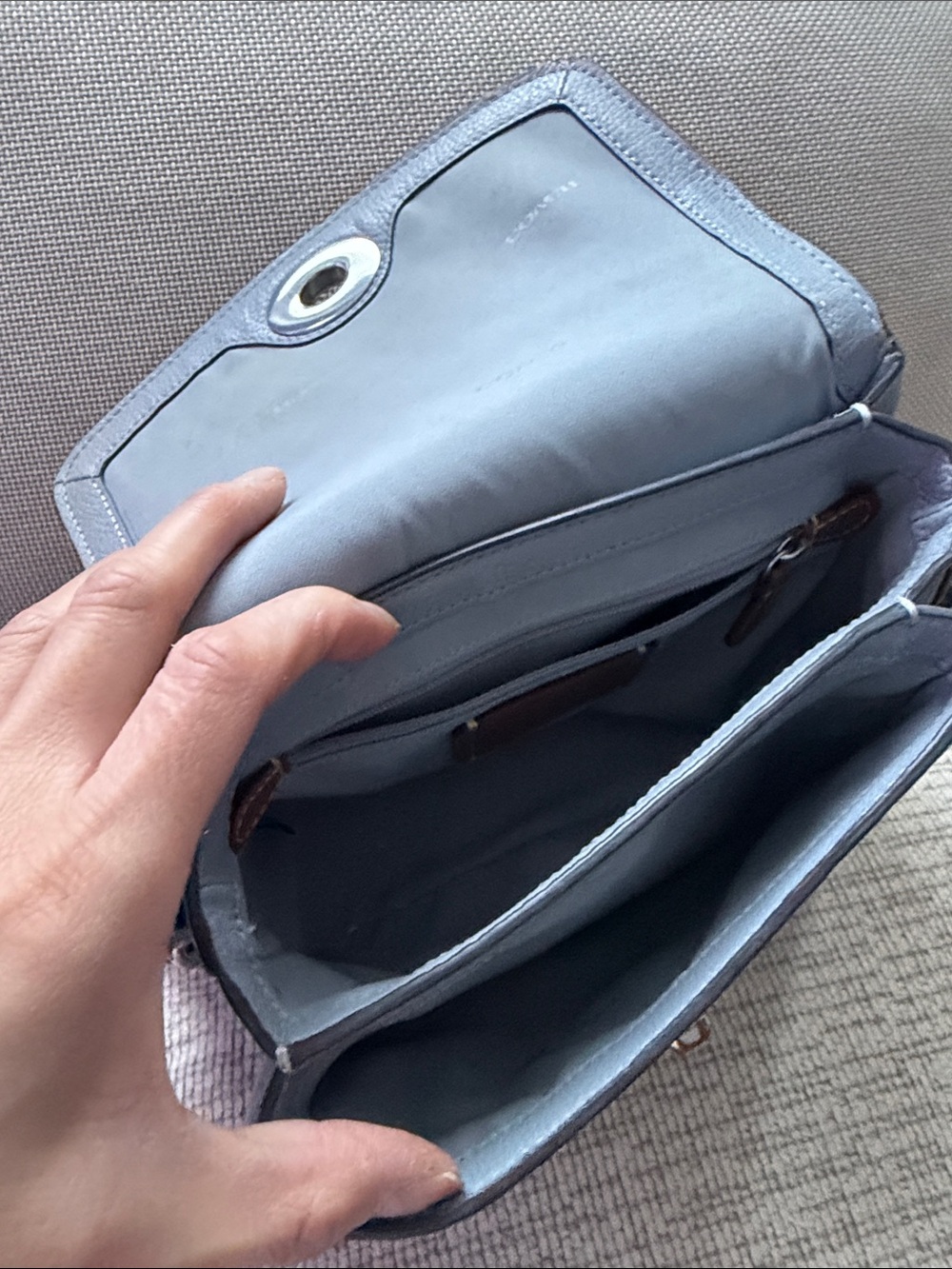 Coach Pebbled Leather Turnlock Crossbody in Gray-Blue - Picture 5 of 11